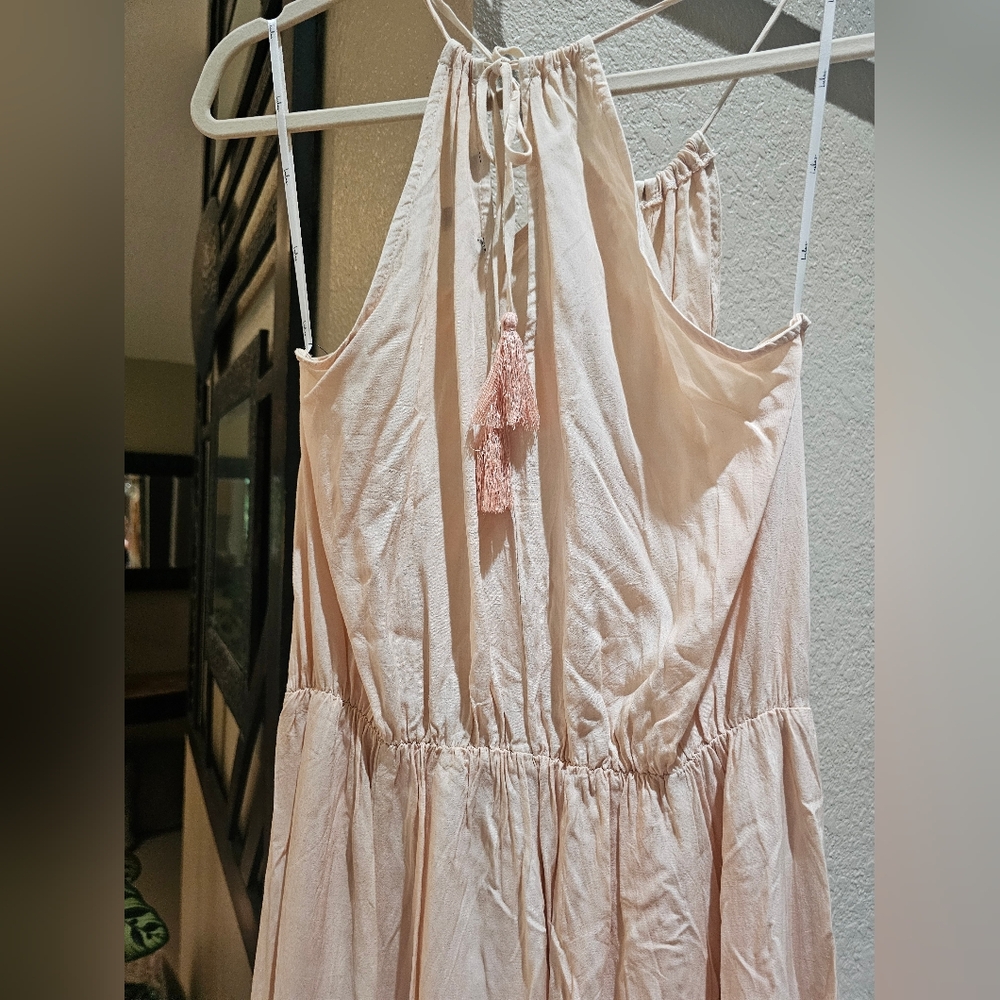 NWT Lulus Summer Light Ombre Summer Dress Peach Grey White Size Sm Adjustable - Picture 8 of 11